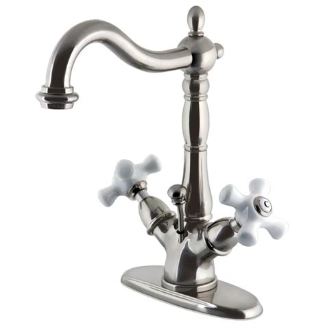 Kingston Brass Victorian Single Hole 2 Handle Bathroom Faucet In Satin