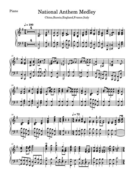 National - Anthem - Medley Piano | PDF