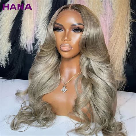 X Ombre Asche Blond Mit Dunkler Wurzel Farbige Spitze Frontal Per