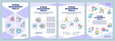 Stress Management Skills Purple Brochure Template Stock Vector