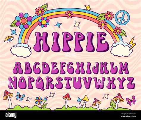 Fuente Estilizada Hippie Alfabeto Groovy Letras De Los A Os Setenta