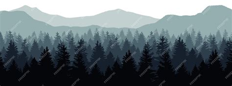 Premium Vector | Vector illustration pine landscape mountain nature ...