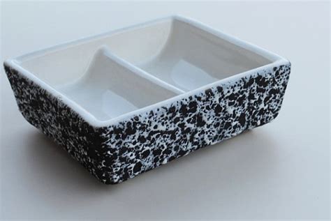 Mid Modern Black White Art Pottery Dish Shawnee Confetti Etsy