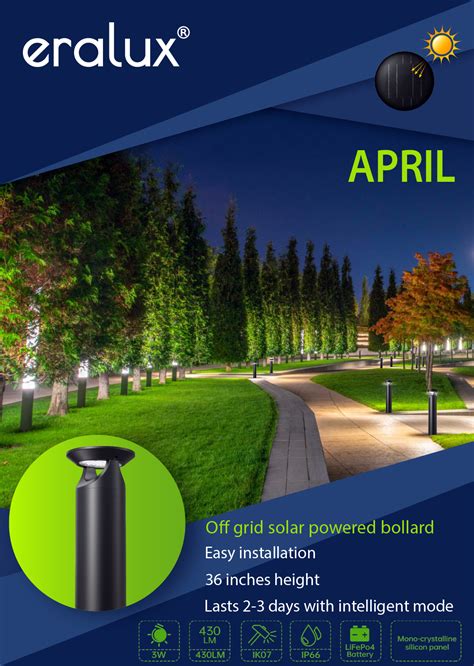 April Solar Bollards Eralux Led Manufacturer Canada