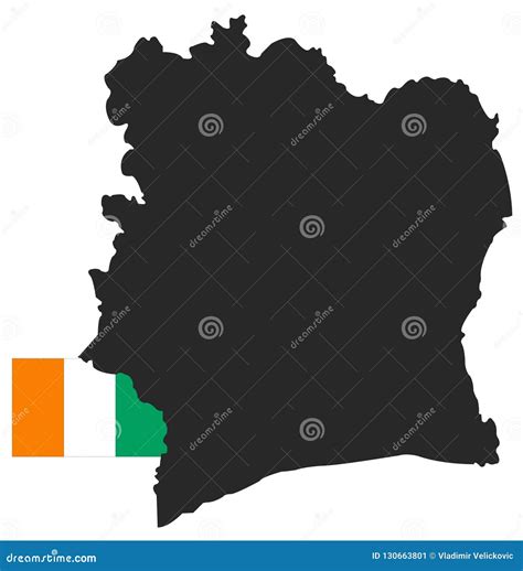 Ivory Coast Flag and Map - Country Located in West Africa Stock Vector