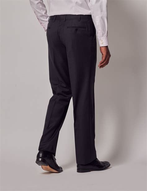 Mens Dark Charcoal Twill Classic Fit Suit Trousers Hawes And Curtis