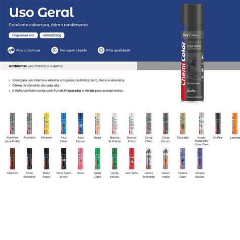 Tinta Spray Uso Geral Chemicolor Grafite Ml Broketto Materiais