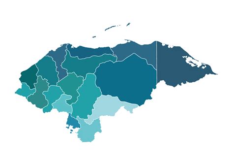 Political Map Of Honduras Isolated On Transparent Background Stock