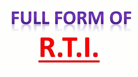 Rti Full Form Of Rti Youtube