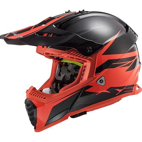 Casco Cross Enduro Moto Ls Mx Fast Evo Roar Nero Opaco Rosso