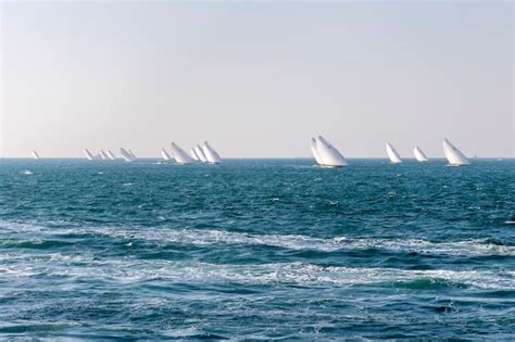 Premium Photo | Traditional sailing dhows race back to abu dhabi at 60 ...