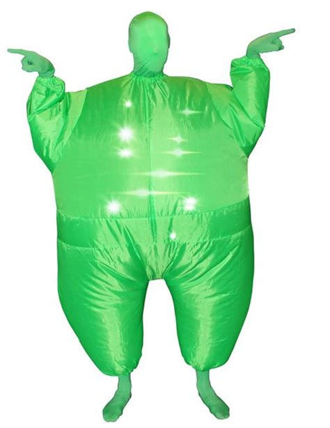 Kostume oppusteligt og lysende Morphsuit grønt til voksne, køb Kostumer ...