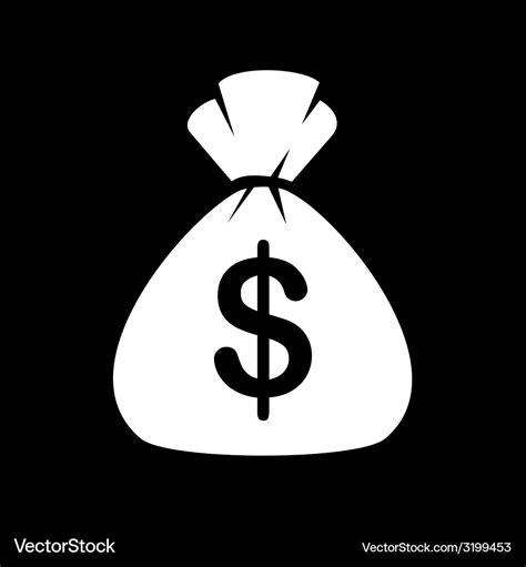 Money Bag Icon On Black Background Royalty Free Vector Image