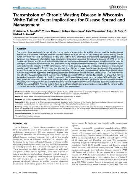 (PDF) Transmission of Chronic Wasting Disease in Wisconsin White-Tailed ...