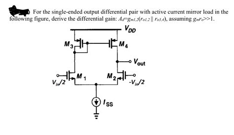 Solved For The Single Ended Output Differential Pair With Chegg