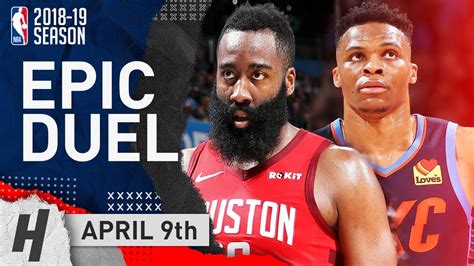 James Harden Vs Russell Westbrook Epic Duel Highlights Rockets Vs Thunder 2019 04 09 Face To