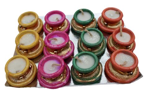 Buy Blossoms Store Beautiful Wax Filled Matki Shape Diya Candles Set