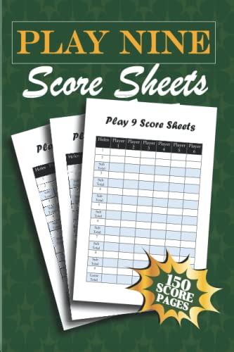 Play Nine Golf Game Score Sheets 150 Score Cards For Play Nine Score