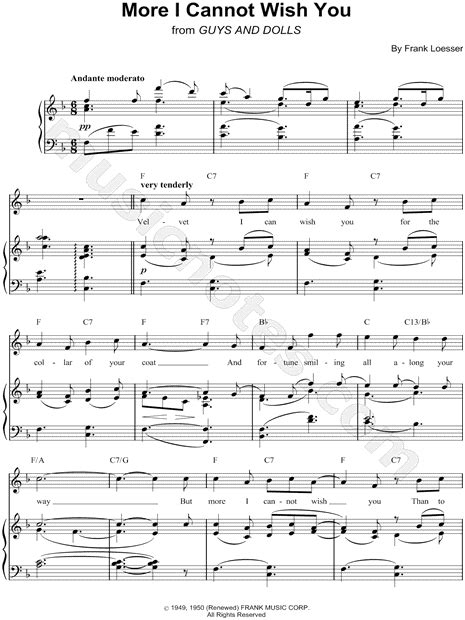 More I Cannot Wish You From Guys And Dolls Sheet Music In F Major Transposable Download