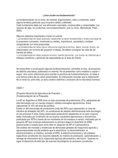 Cómo Escribir Una Fundamentación Pdf Conocimiento Pequeñas Y