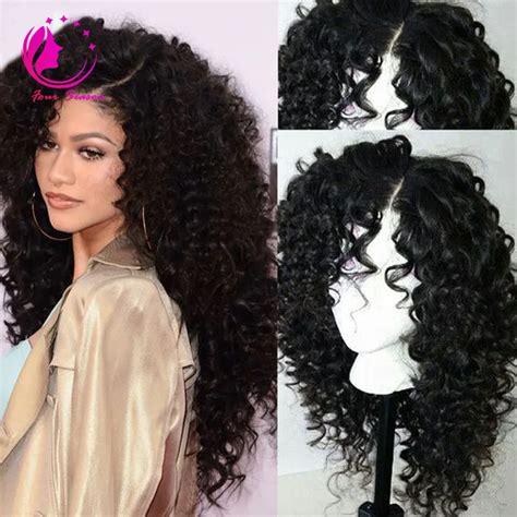 180 Density Long Kinky Curly Glueless Full Lace Wigs Virgin Peruvian