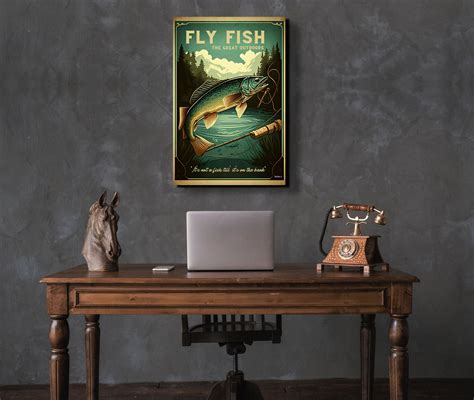 Vintage Fly Fishing Wall Art Canvas Retro Fishing Print - Etsy