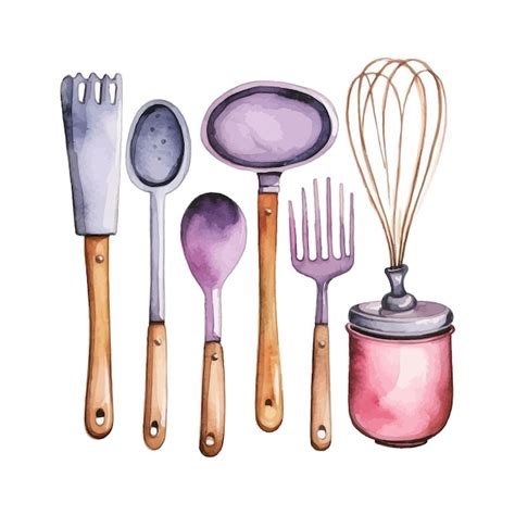 Premium Vector Watercolor Kitchen Utensils Clipart For Bakery