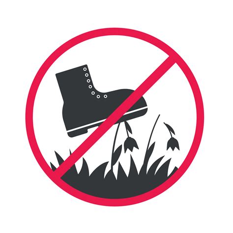 Red Prohibition Sign Do Not Walk On Flowers And Flower Beds Vector