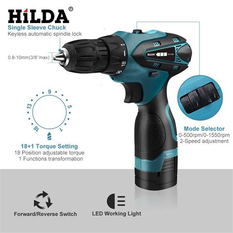 HILDA Electric Screwdriver Electric Drill Lithium Battery Mini Drill