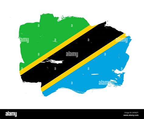 Painted Flag Of Tanzania With Stroke Brush Effect On White Background