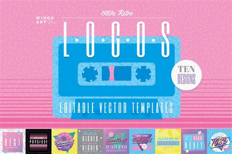 Retro 1980s Style Logo Templates by Wing's Art Studio