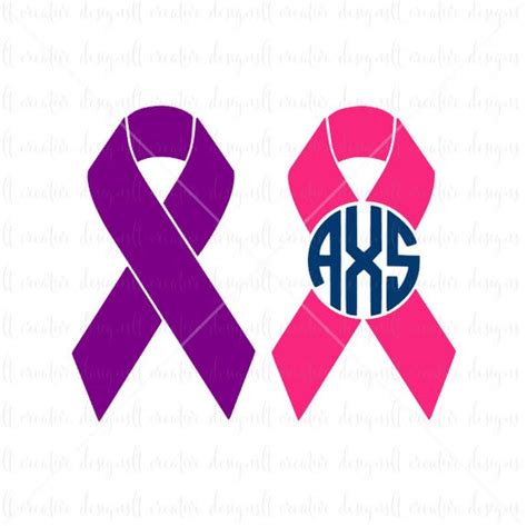 Cancer Ribbon Monogram Svg