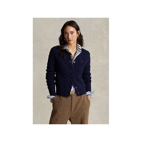 Polo Ralph Lauren Wool And Cashmere Cardigan Knit Hunter Navy [woman