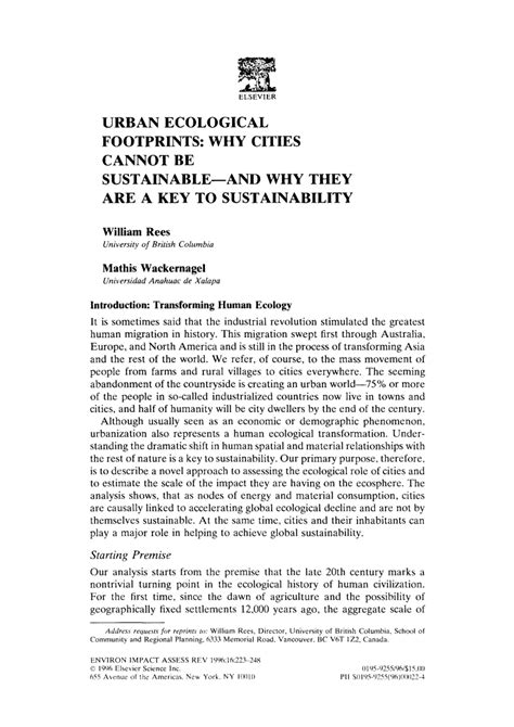 Pdf Urban Ecological Footprints Why Cities Cannot Be Sustainable—and