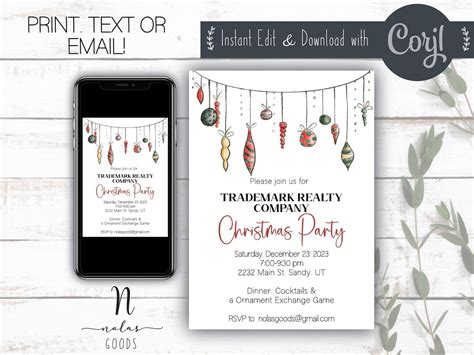 Christmas Work Party Invitation, Company Christmas Party Invite, Corporate Christmas Party ...