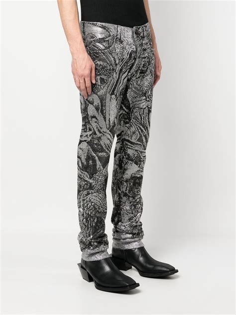 Philipp Plein Crystal Embellished Jeans In Black ModeSens