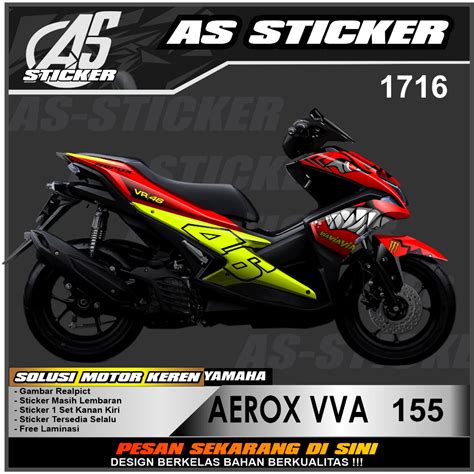 Jual A Sticker Decal Yamaha Aerox Vva Desain Gigi Hiu Shark