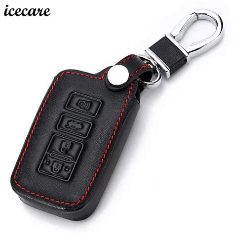 Icecare Genuine Leather Buttons Key Fob Cover Case Holder Protector