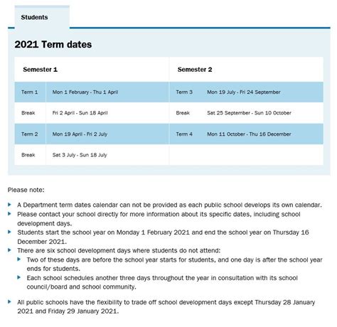 2021 Term Dates | Rockinhgam Senior High School ESC