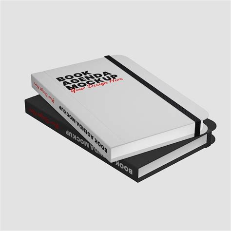 Premium Psd Black White Book Agenda Mockup Paper Texture