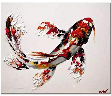 Painting for sale - koi fish painting textured #8015