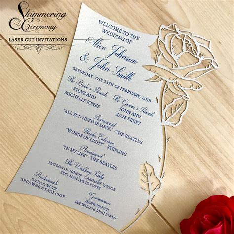 Beauty And The Beast Inspired Menu Program Shimmering Ceremony