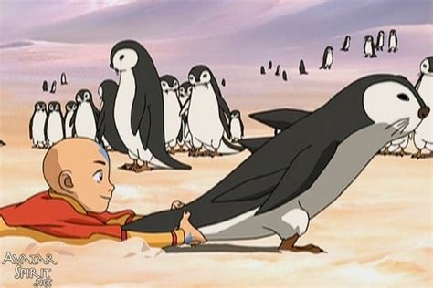 Aang Holding The Tail Of An Otter Penguin And Being Dragged By It In 2022 Avatar Show Avatar