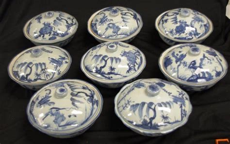 Set of 8 Blue and White Chinese Ceramic Bowls - Ceramics - Chinese ...