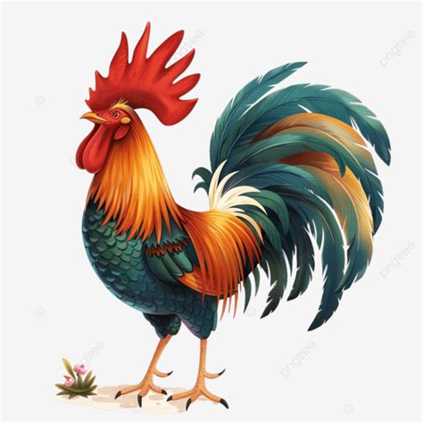 Crowing Cartoon Rooster Rooster Chicken Side PNG Transparent Image