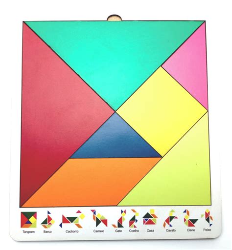 Tangram Colorido Em Madeira Brinquedo Educativo X Cm Elo