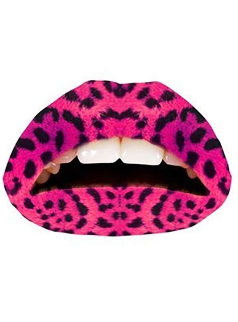 Hot Pink Leopard Print Lip Tattoo Stick On Pink Lipstick