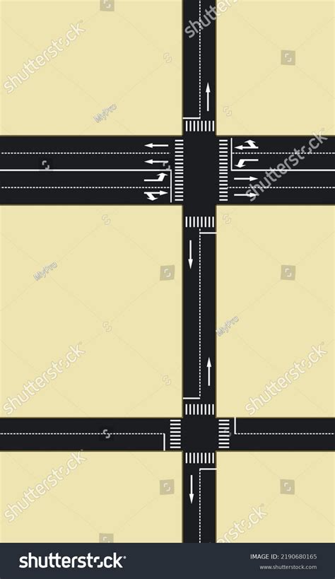 Crossroad Top View Vector Illustration Stock Vector Royalty Free