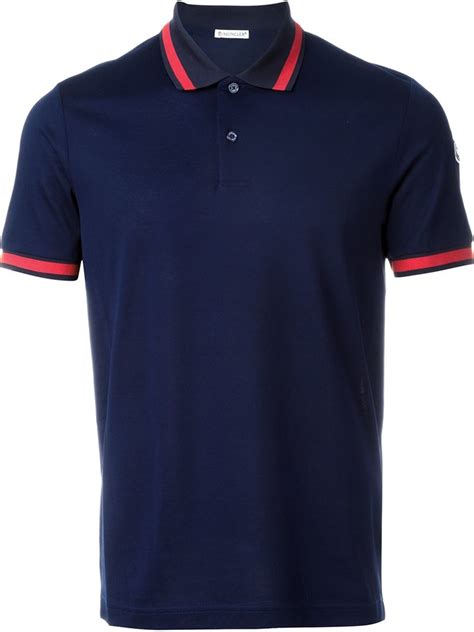 Moncler Cotton Classic Polo Shirt In Blue For Men Lyst