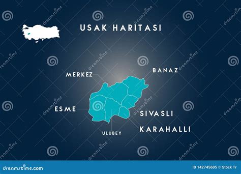 Usak Districts Esme Banaz Sivasli Karahalli Ulubey Map Turkey